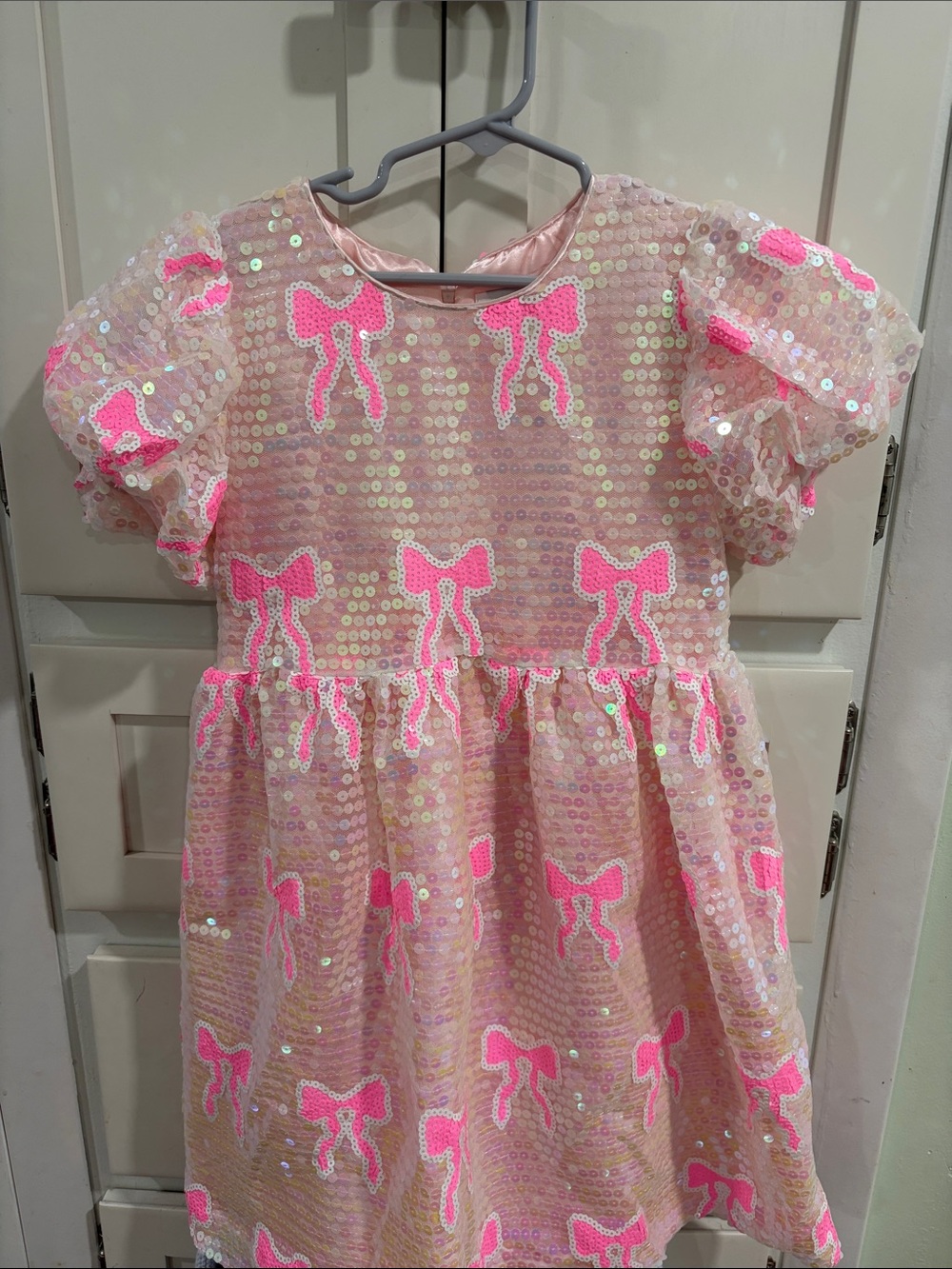 Lola & the Boys Pink Sequin Bow Girls Dress (8)